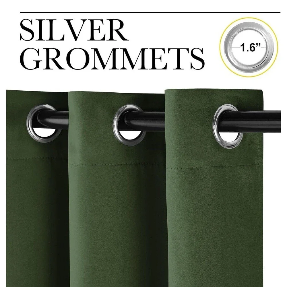 NICETOWN Dark Green Blackout Cafe Satin Curtains For Small Windows, 42